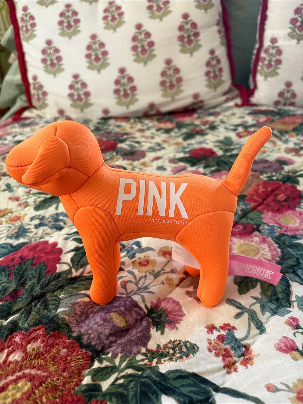 PINK Victoria's Secret Orange Plush Dog Logo Toy